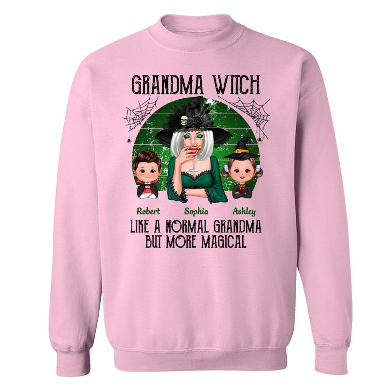 Grandma Grandkids Halloween Green Retro Personalized Shirt
