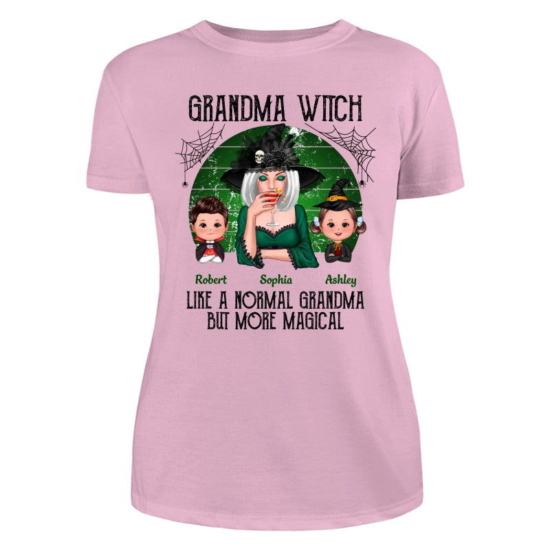 Grandma Grandkids Halloween Green Retro Personalized Shirt