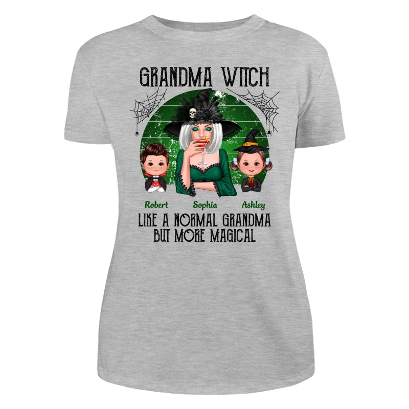 Grandma Grandkids Halloween Green Retro Personalized Shirt