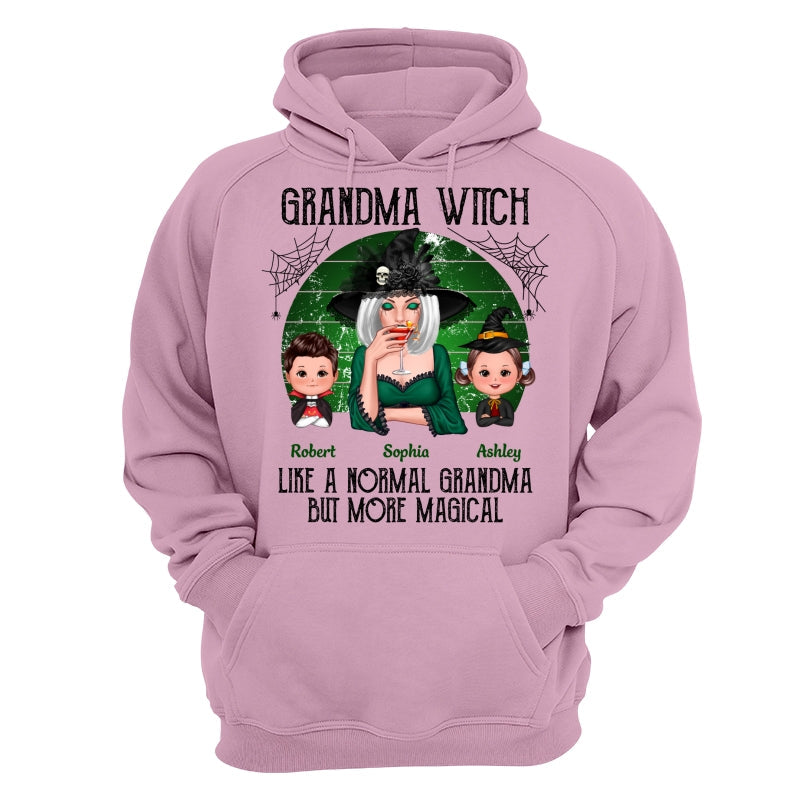Grandma Grandkids Halloween Green Retro Personalized Shirt
