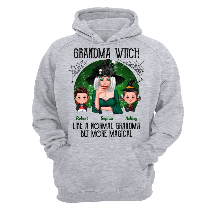 Grandma Grandkids Halloween Green Retro Personalized Shirt
