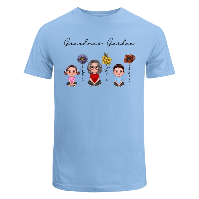 Grandma Grandkids Crossed Legs Sitting Vintage Birth Flower Personalized Shirt