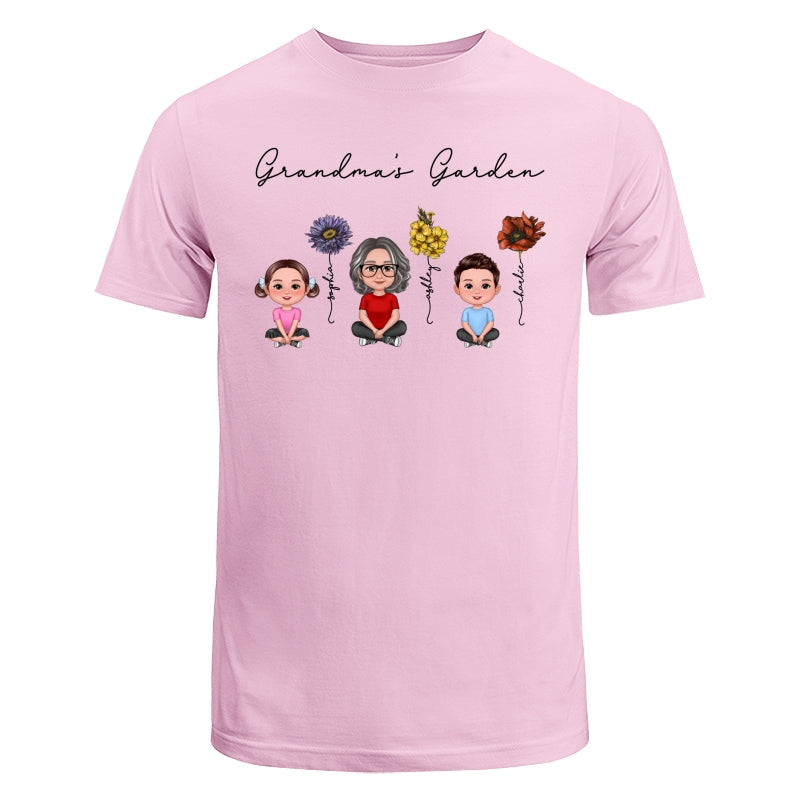 Grandma Grandkids Crossed Legs Sitting Vintage Birth Flower Personalized Shirt