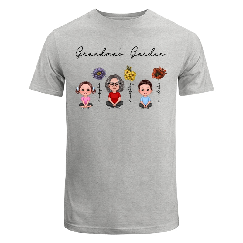 Grandma Grandkids Crossed Legs Sitting Vintage Birth Flower Personalized Shirt
