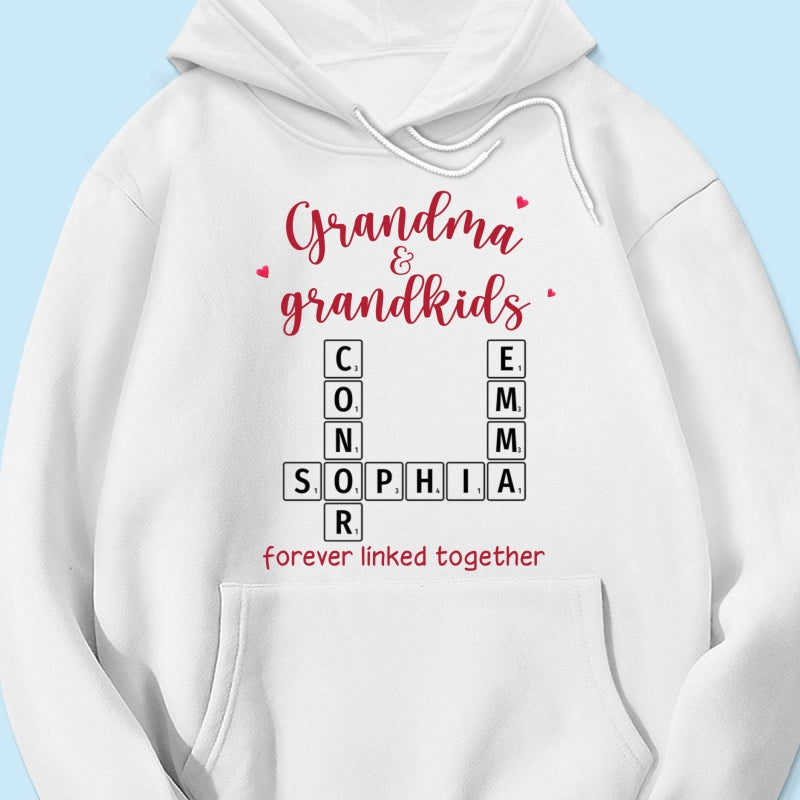 Grandma & Grandkids Forever Linked Together Crossword Puzzle Personalized Light Color Shirt