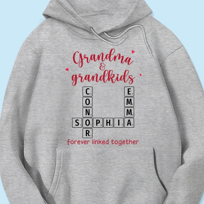 Grandma & Grandkids Forever Linked Together Crossword Puzzle Personalized Light Color Shirt
