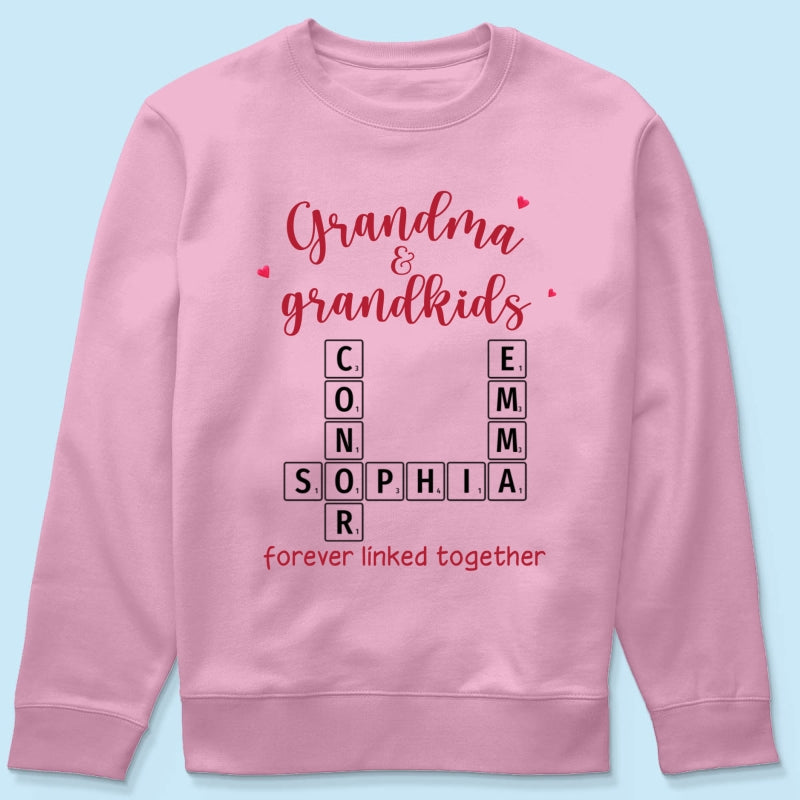 Grandma & Grandkids Forever Linked Together Crossword Puzzle Personalized Light Color Shirt