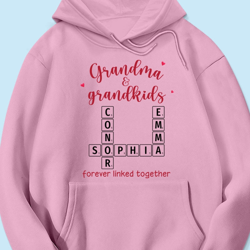 Grandma & Grandkids Forever Linked Together Crossword Puzzle Personalized Light Color Shirt