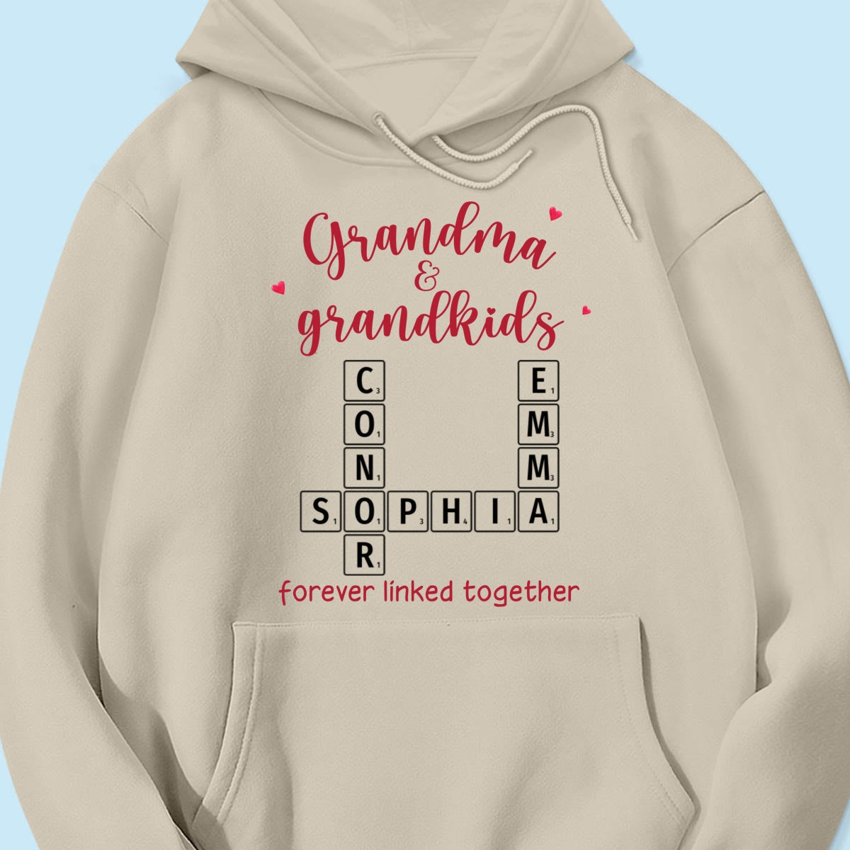 Grandma & Grandkids Forever Linked Together Crossword Puzzle Personalized Light Color Shirt