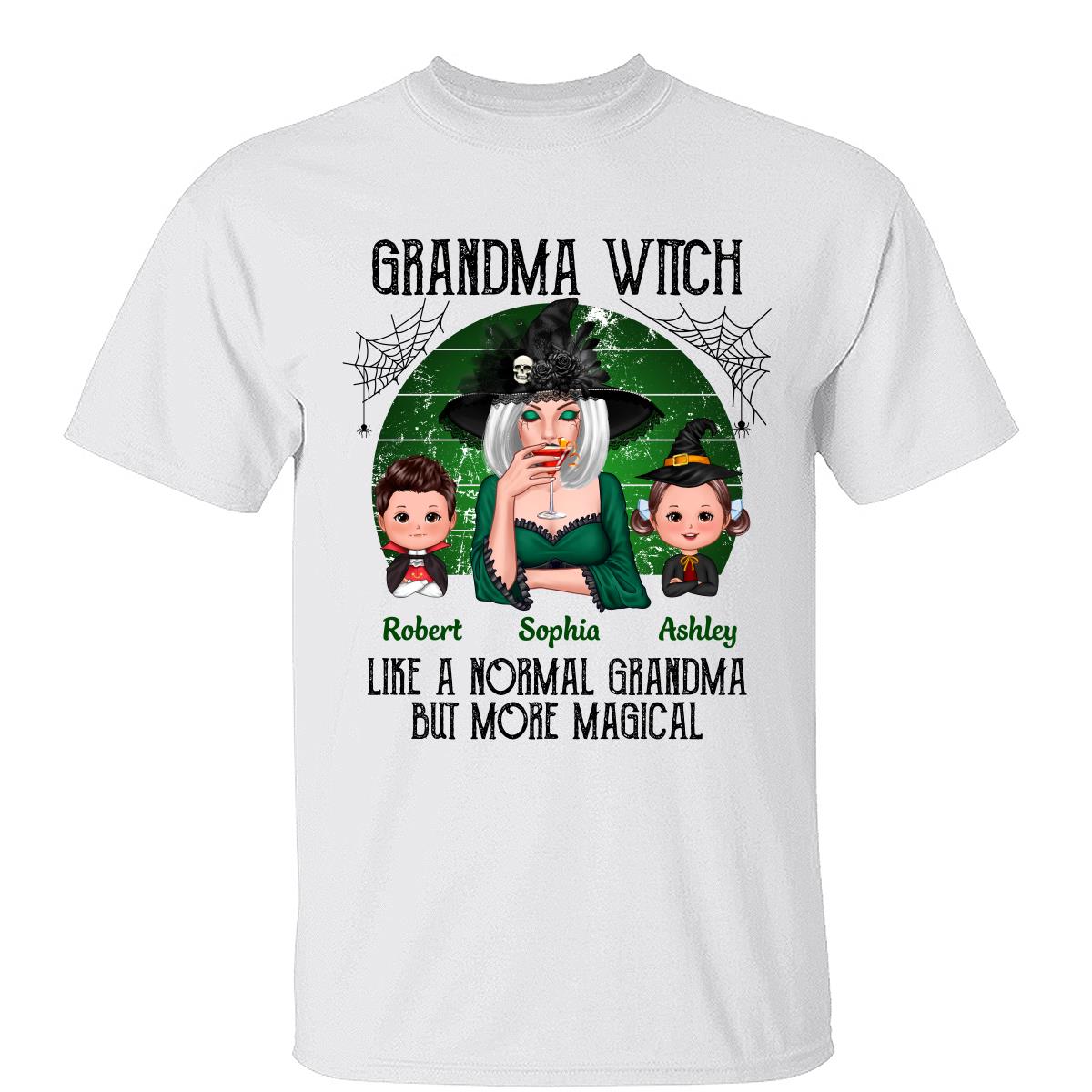 Grandma Grandkids Halloween Green Retro Personalized Shirt