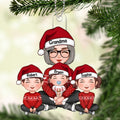 Grandma & Grandkids Cute Sitting Crossed Legs Personalized Acrylic Ornament